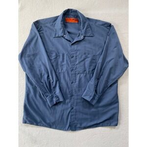 Y2k Red Kap Men XXL Work Shirt Blue Long Sleeve Touchtex Button Down Made in USA